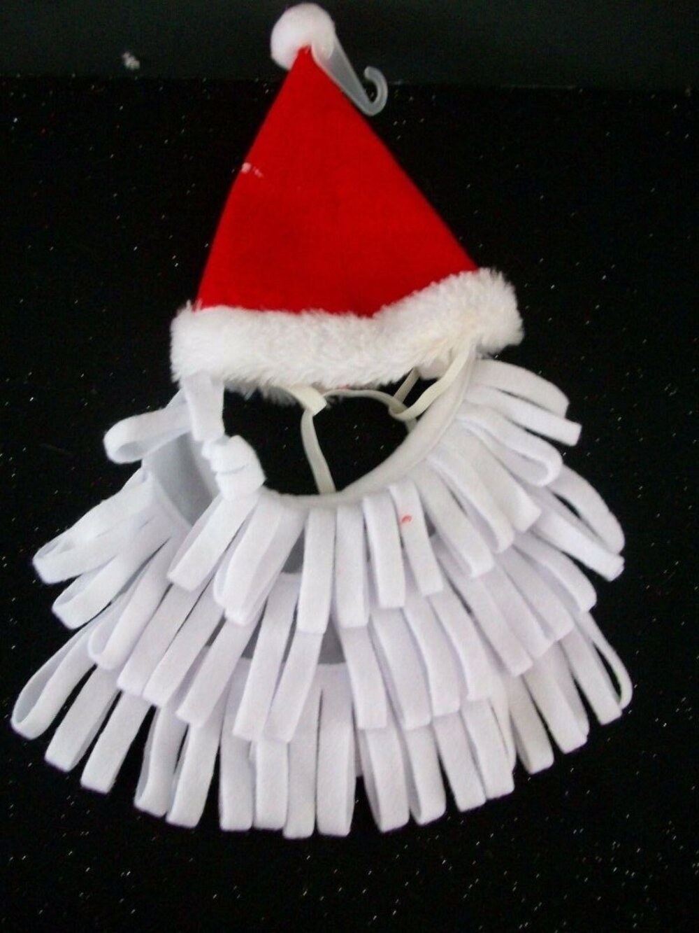 Red Santa Hat & Beard Pet Costume Set Christmas Holiday XS S